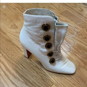 AUTHENTIC Christian Louboutin White Bootie Size 38